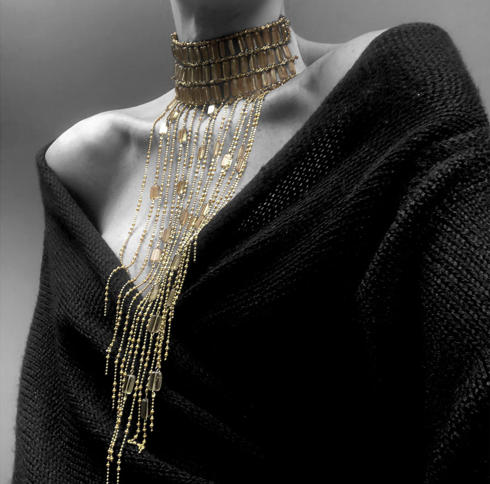 Collier shoker verre et laiton