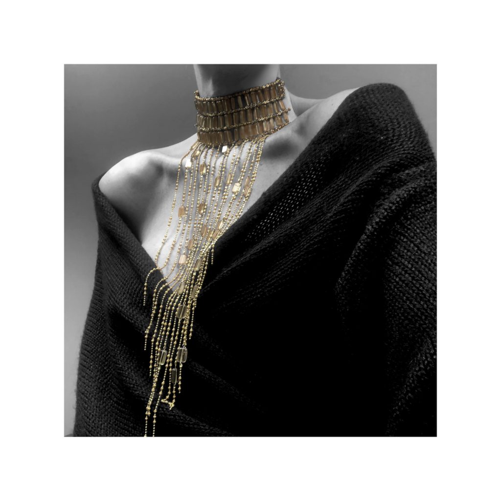 Collier shoker verre et laiton paris