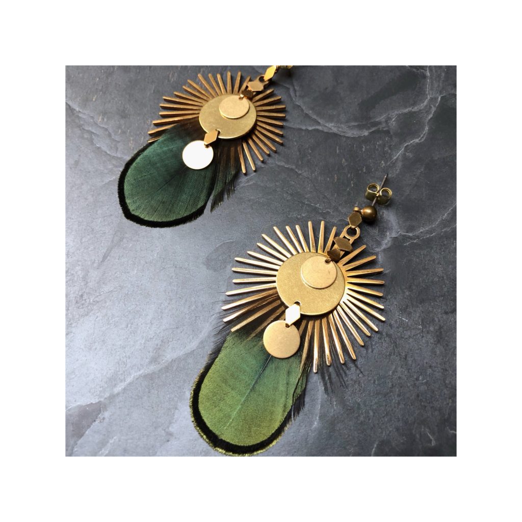 boucle d'oreille artisanales plumes et soleil paris